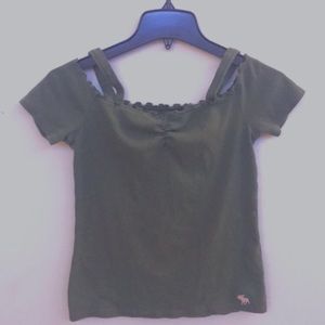 green off the shoulder t-shirt